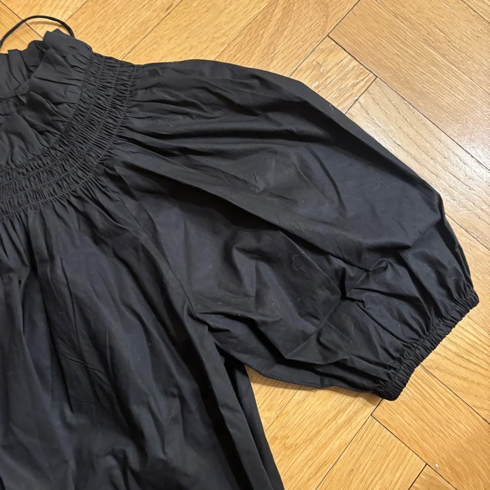 NWT J. Crew Smocked neck puff-sleeve cotton poplin top
